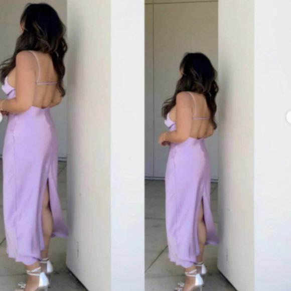 ZARA NEW WOMAN MIDI STRAPPY SATIN DRESS LILAC Xl REF. 3304/361 - Picture 2 of 2